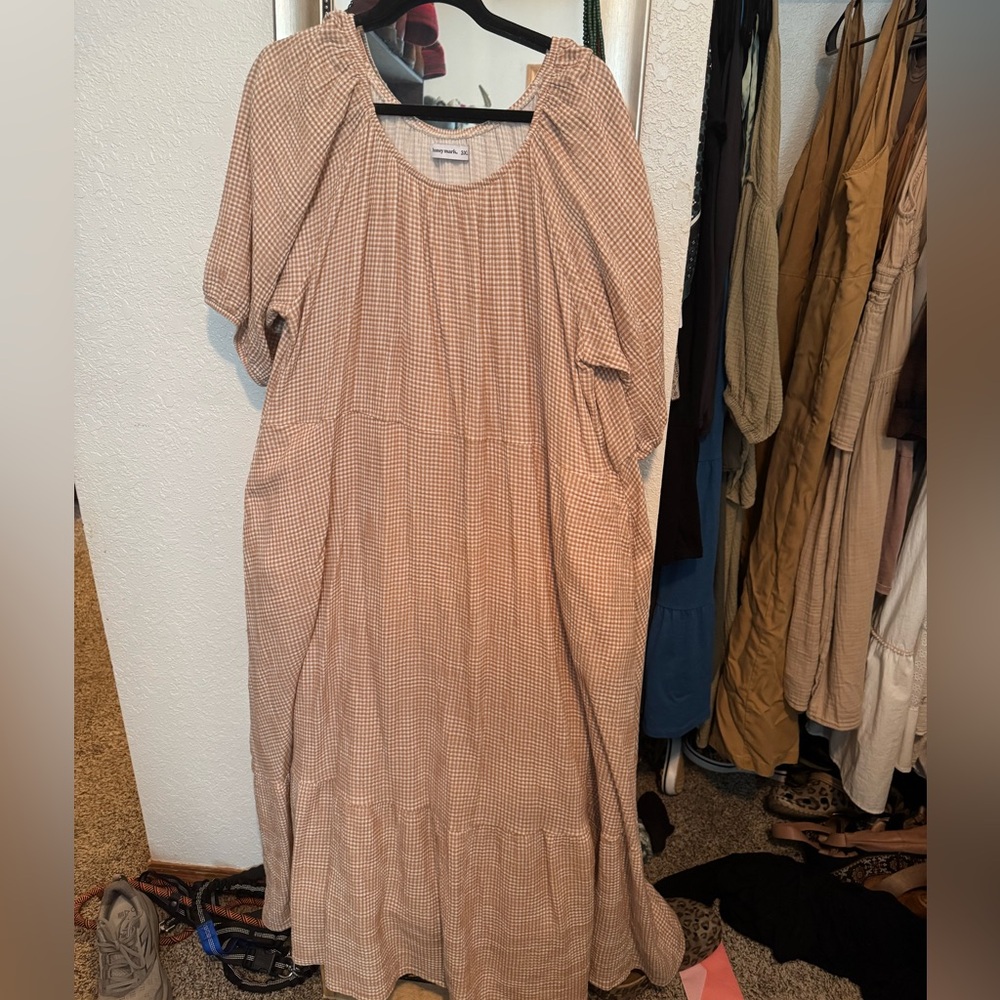 Brown Gingham Maxi Dress